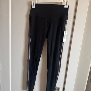 Splits59 Black Leggings with White Side Stripes